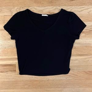 really cute basic black flowy v neck